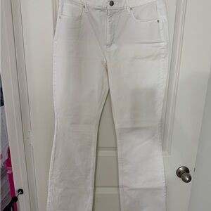 White House Black Market Cream Flare Jeans